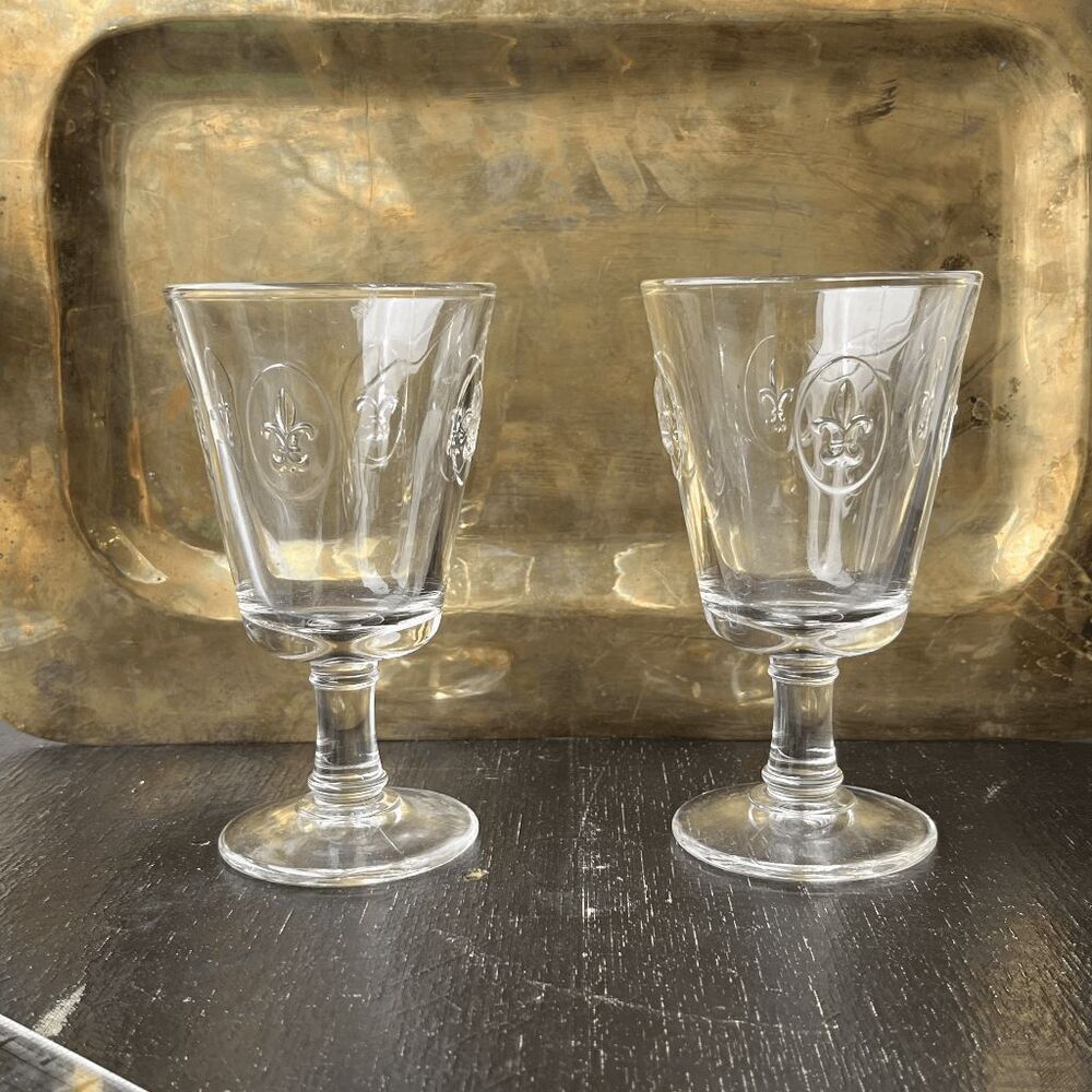 La Rochère Fleur-de-Lis French Wine Glasses Set of 2 - Vintage-Inspired